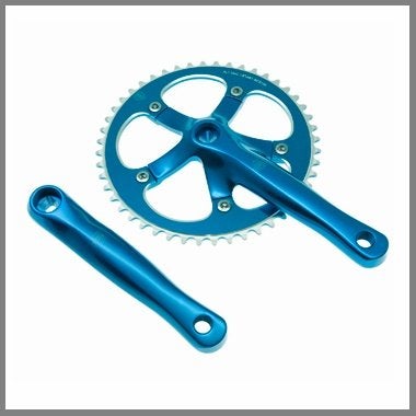BLB - Brick Lane Bikes - crankstel / crankset, blauw, Crankstel of Pedalen, Nieuw, Ophalen of Verzenden, BLB