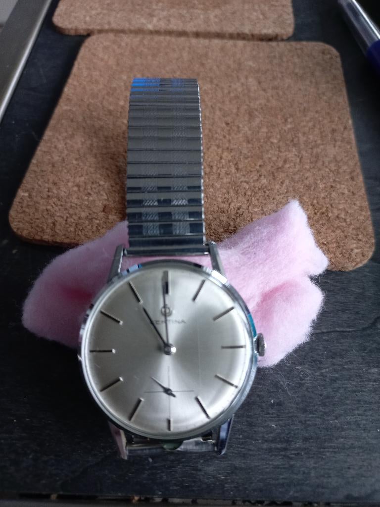 Certina herenhorloge met metalen rekband, Sieraden, Tassen en Uiterlijk, Overige merken, Staal, Staal, Polshorloge