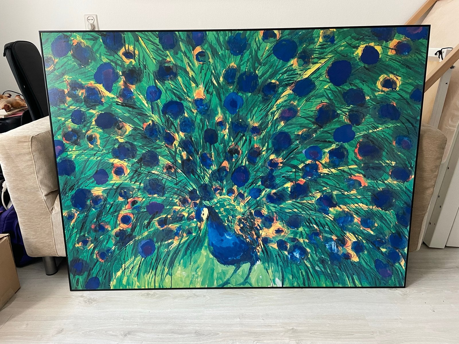 Grote Walasse Ting Pauw - ingelijst - 140x100 cm, Ophalen, Dieren, Print, Ingelijst