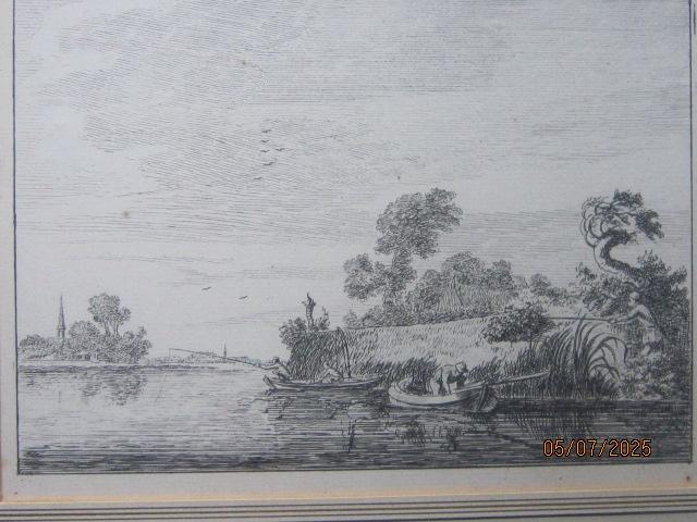 3 Landschappelijke gravures in zelfde lijstjes, Ophalen of Verzenden, Flora en Fauna, Gravure