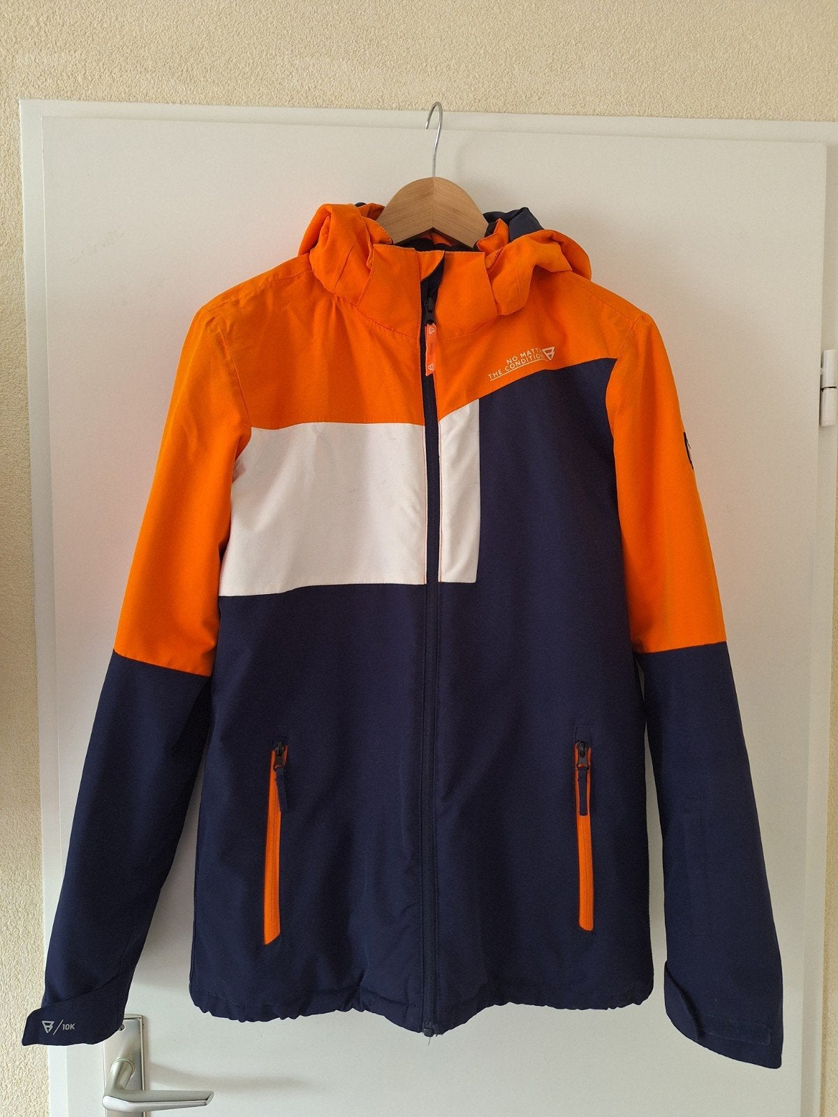 Brunotti ski-jas/winterjas - Oranje, wit, blauw, Gebruikt, Ophalen of Verzenden, Brunotti, Jongen