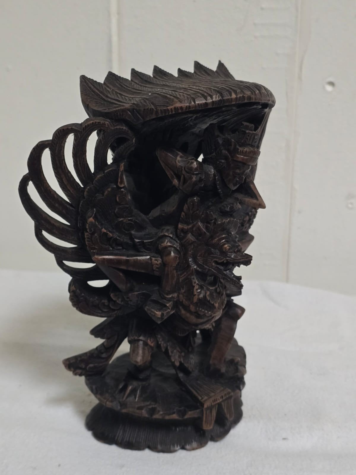balinees houtsnijwerk hand gesneden donker hardhout beeld, Ophalen, Houtsnijwerk, 20 - 50 cm, Hout