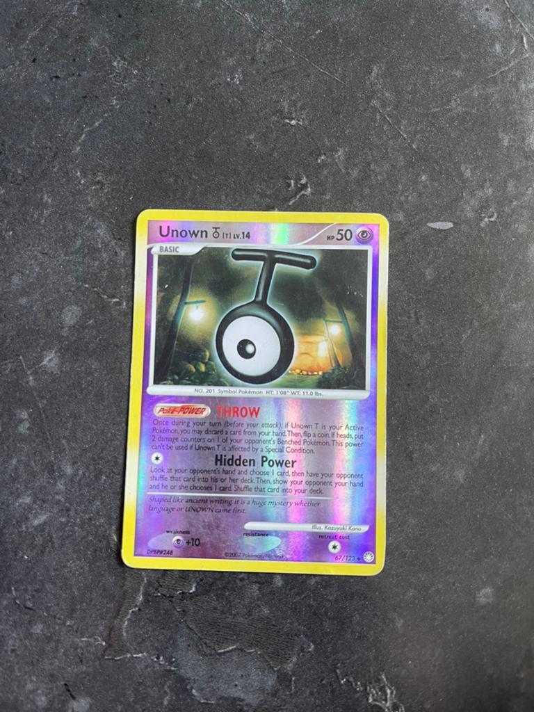 Unown T 67/123 - Pokémon Kaart, Ophalen of Verzenden, Gebruikt, Losse kaart
