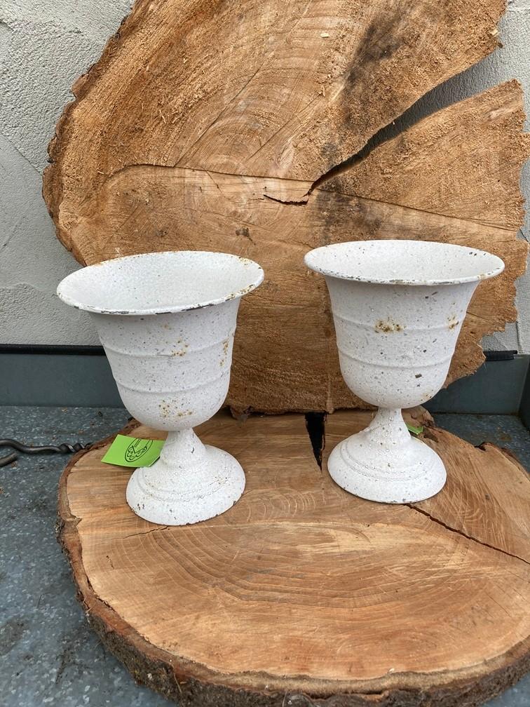 METALEN BLOEMPOTJE WIT HOOG 20 CM 2 stuks NIEUW, -, -, Rond, Nieuw