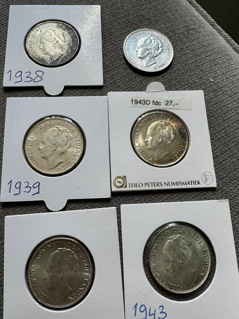 6 hele mooie guldens Wilhelmina, Postzegels en Munten, Ophalen of Verzenden, Koningin Wilhelmina, 1 gulden