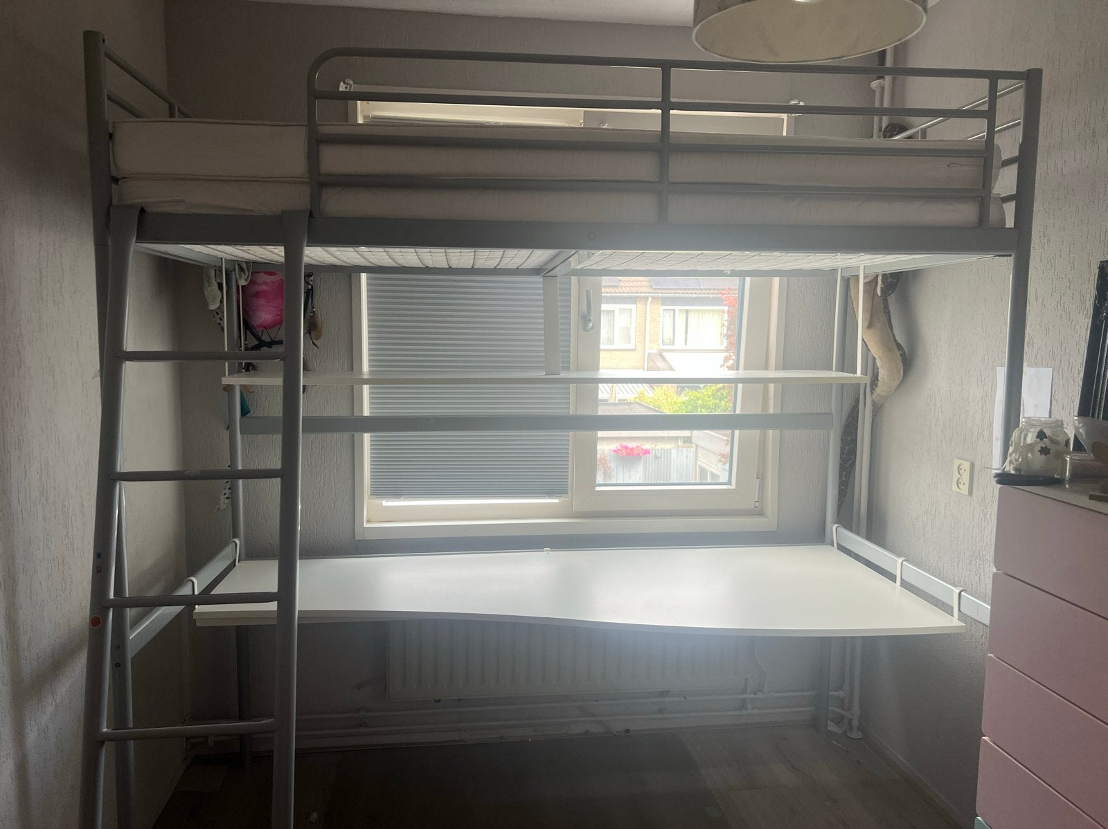 IKEA Hoogslaper met Bureau - Metaal - Gratis Af te Halen, Ophalen, Gebruikt, Eenpersoons, 200 cm