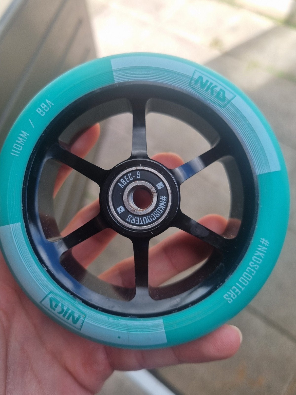 NKD Stuntstep Wiel 110mm / 88A ABEC-9 Turquoise Zwart, Ophalen of Verzenden, Zo goed als nieuw, Overige typen, NKD
