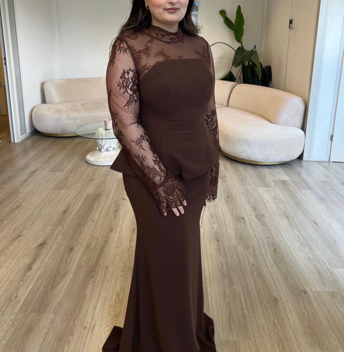 The Adelya dress avondjurk abiye galajurk Leynadresses, Maat 38/40 (M), Bruin, Ophalen of Verzenden, Zo goed als nieuw
