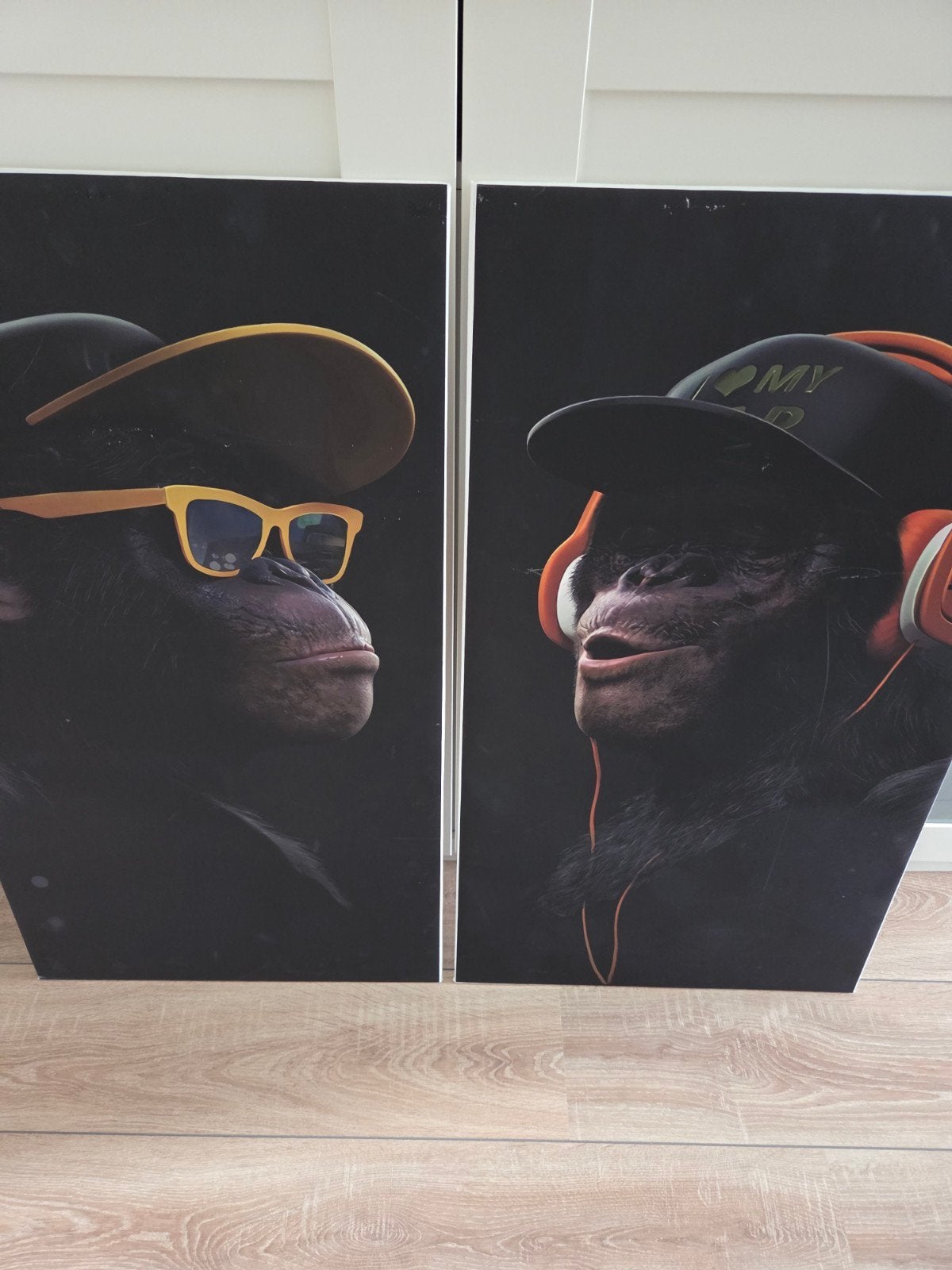 Set van 2 Canvas Doeken met Apen - 90.5x50.5 cm, Huis en Inrichting, Woonaccessoires | Schilderijen, Tekeningen en Foto's, Ophalen