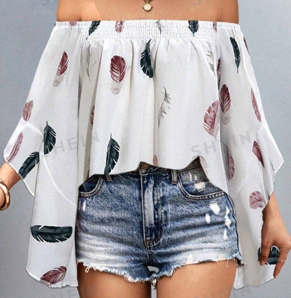 NIEUW! Shein; Off shoulder top met wijde mouw; maat XXL, Wit, Maat 46/48 (XL) of groter, Nieuw, Ophalen of Verzenden