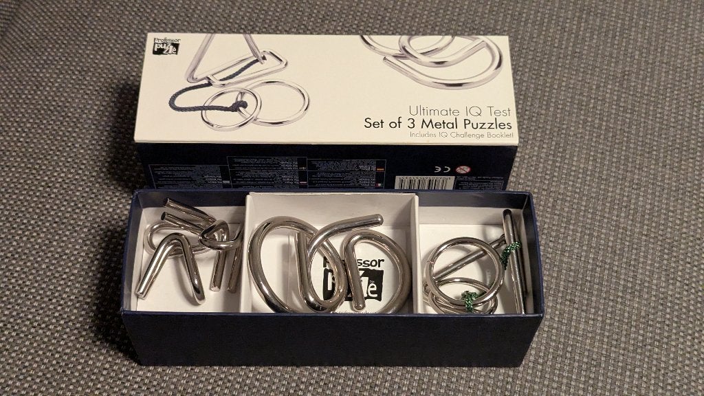 Professor Puzzle Ultimate IQ Test - 3 Metalen Puzzels, Een of twee spelers, Ophalen of Verzenden, Zo goed als nieuw, Professor Puzzle