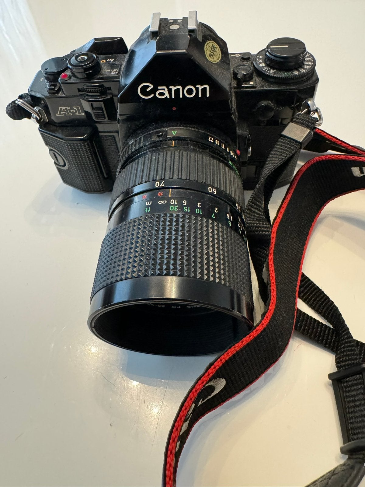 Canon A-1 analoge spiegelreflexcamera + FD 35-70mm lens, Ophalen, Zo goed als nieuw, Spiegelreflex, Canon