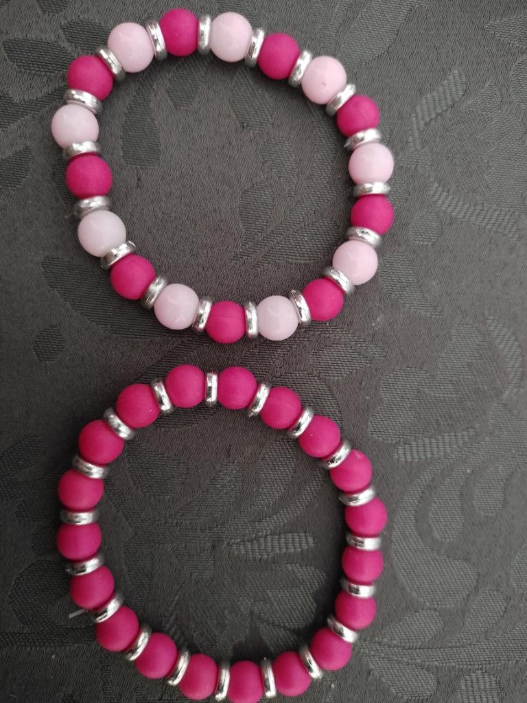 Zelfgemaakte armbandjes, Sieraden, Tassen en Uiterlijk, Armbanden, Nieuw, Ophalen of Verzenden, Elastiek, Roze