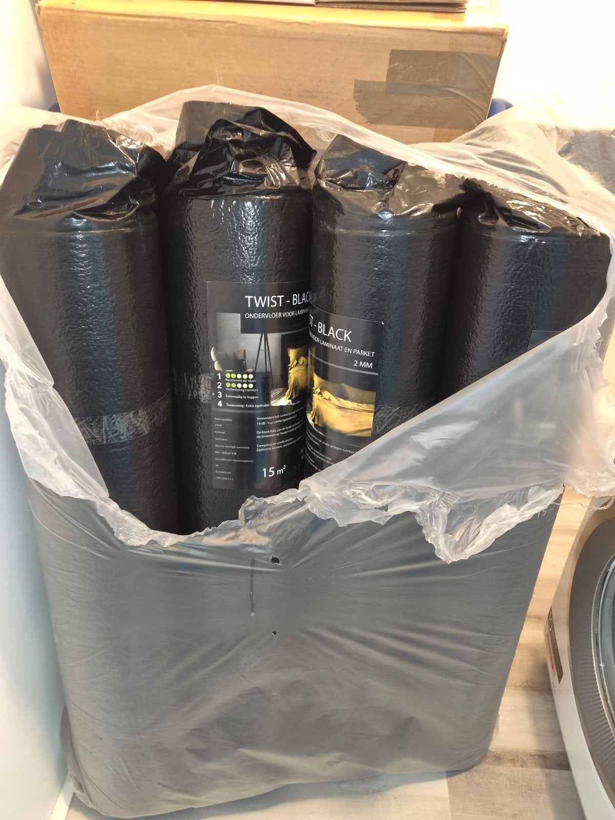 Twist Black Ondervloer Laminaat en Parket 2mm - 4 Rollen, Ophalen, Kunststof, Overige typen, Nieuw