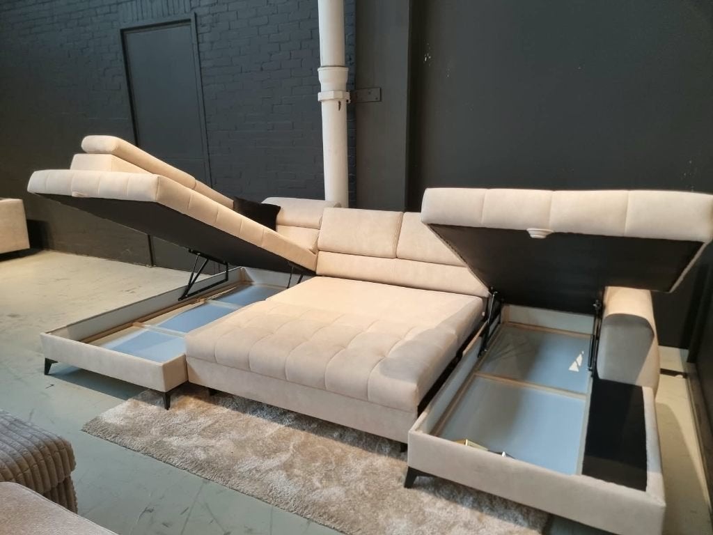 Voorraad | boucle U-bank | slaapbank | Direct leverbaar, Ophalen, Modern, Boucle, Info@trendvortex.com, 4131 NH