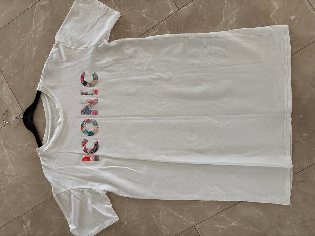 Wit T-shirt met 'ICONIC' opdruk, Wit, Maat 46/48 (XL) of groter, Ophalen of Verzenden, Korte mouw