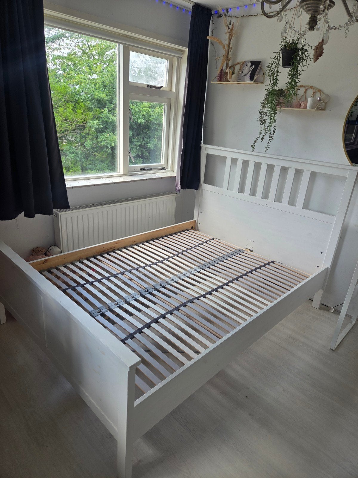 Ikea hemnes bed wit 140x200 met lattenbodems, Ophalen, Gebruikt, Wit, Tweepersoons