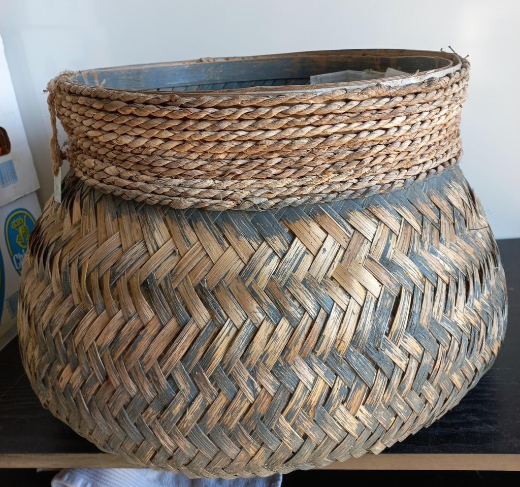 Grote rieten mand - 30 cm hoog, 40 cm doorsnede, Ophalen, Gebruikt, Mand, Rond