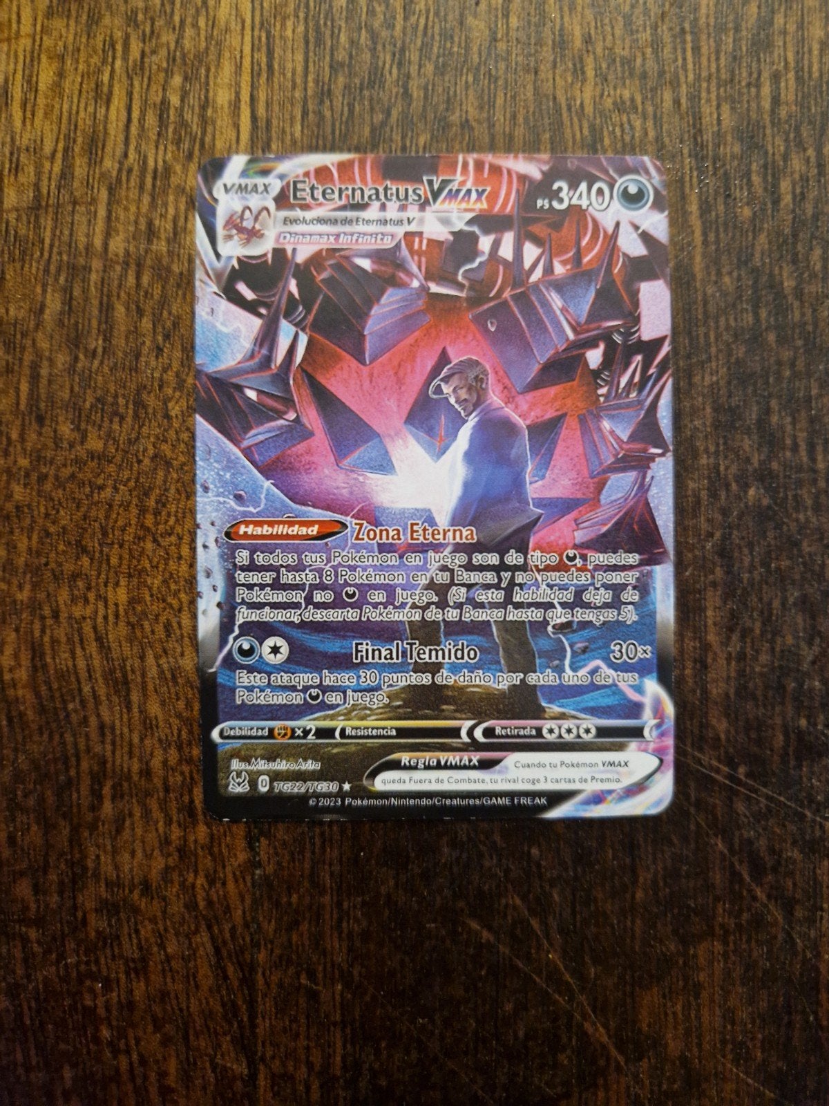 Pokémon TCG: Eternatus VMAX (TG22/TG30) - Spaanse kaart, Ophalen of Verzenden, Zo goed als nieuw, Losse kaart