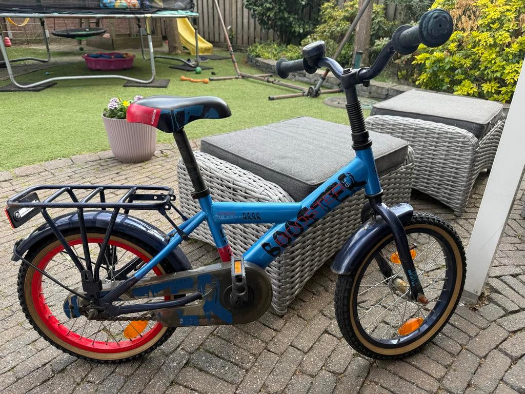 Loekie Kinderfiets 16 inch - Blauw met bagagedrager, Fietsen en Brommers, Fietsen | Kinderfietsjes, Ophalen, Gebruikt, Terugtraprem