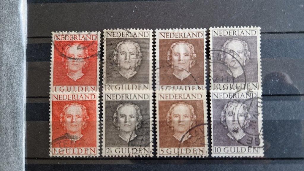 2x NVPH 534-537 gestempeld. Juliana en face., Postzegels en Munten, Postzegels | Nederland, Verzenden, Na 1940, Gestempeld