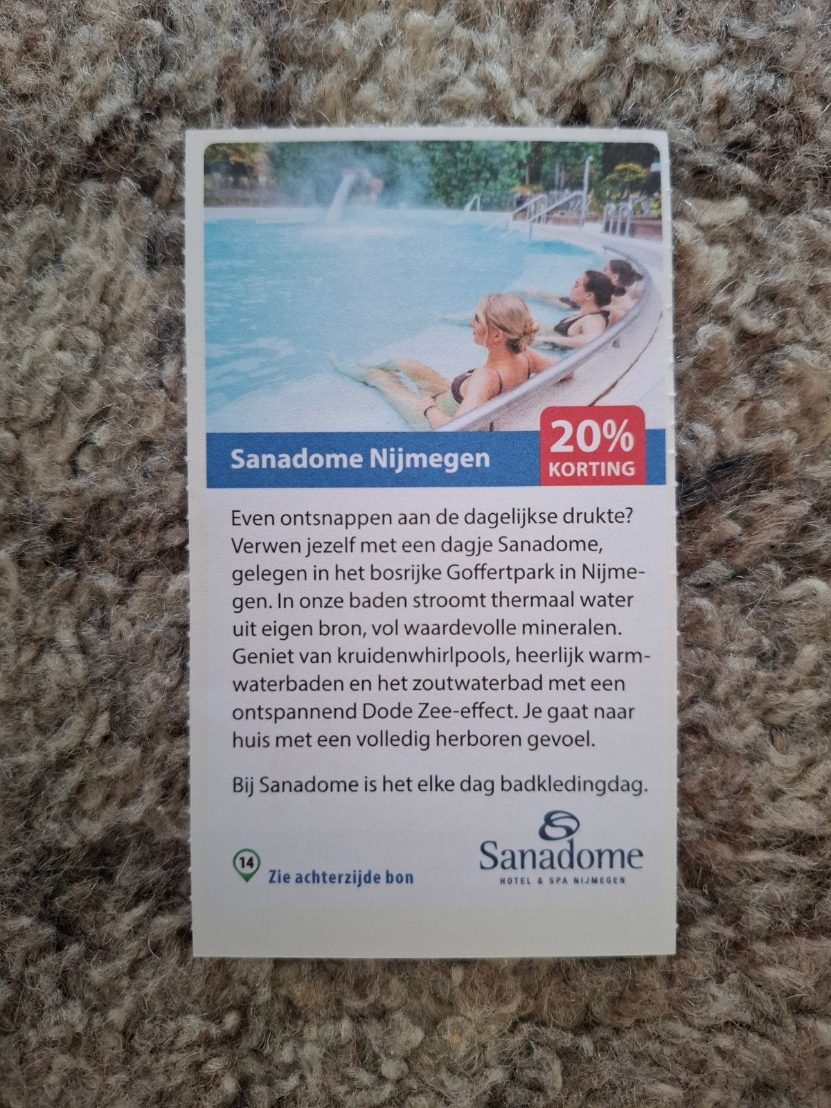 Sanadome Nijmegen 20% korting, Tickets en Kaartjes, Drie personen of meer, Kortingsbon, Spa of Sauna