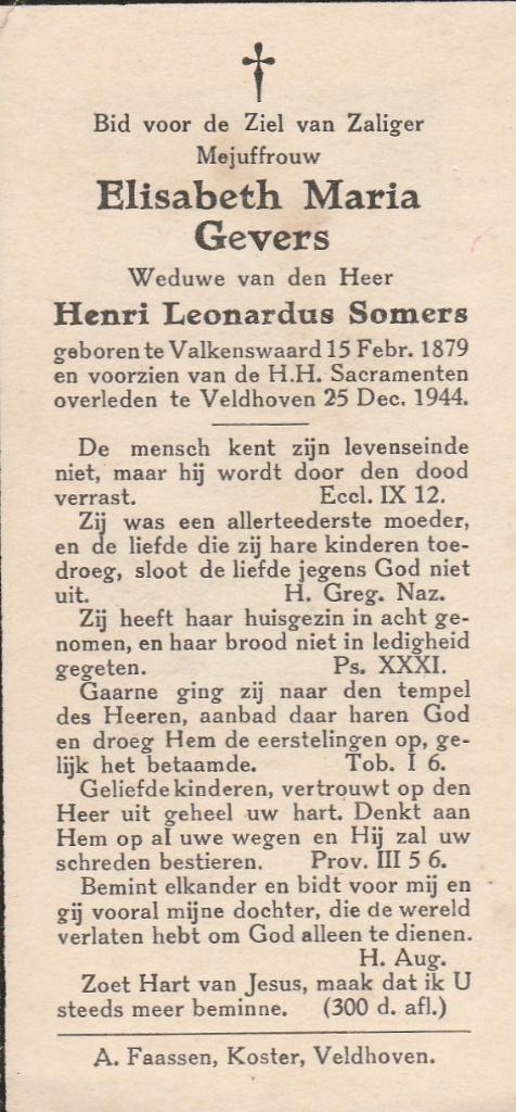 brab. gevers-giller-v gils-v gorp-gulickx-remeysen-v helvert, Ophalen of Verzenden, Bidprentje