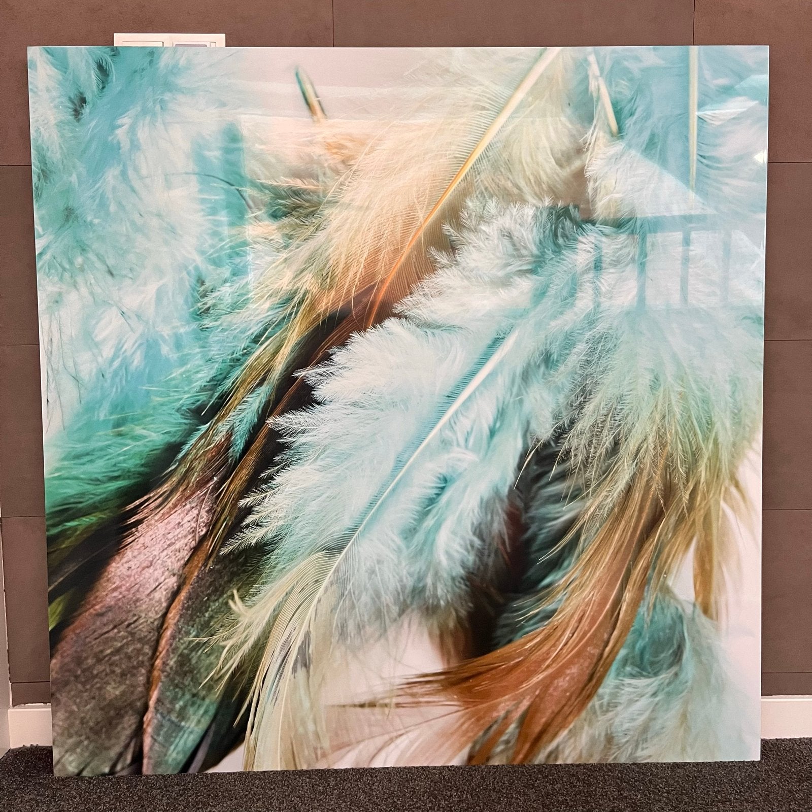 MondiArt AluArt Schilderij - Levendige Veren 100x100cm, Ophalen