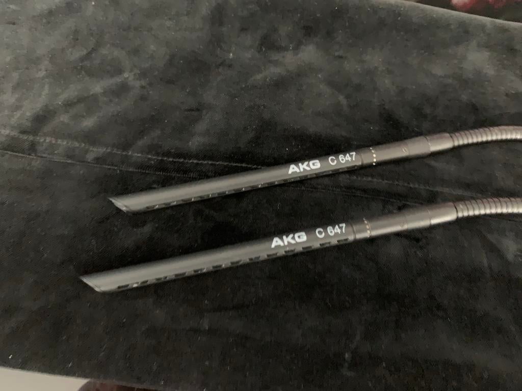 Paartje AKG C647 gooseneck microfoon s overheads, Ophalen of Verzenden, Zo goed als nieuw, Instrumentmicrofoon
