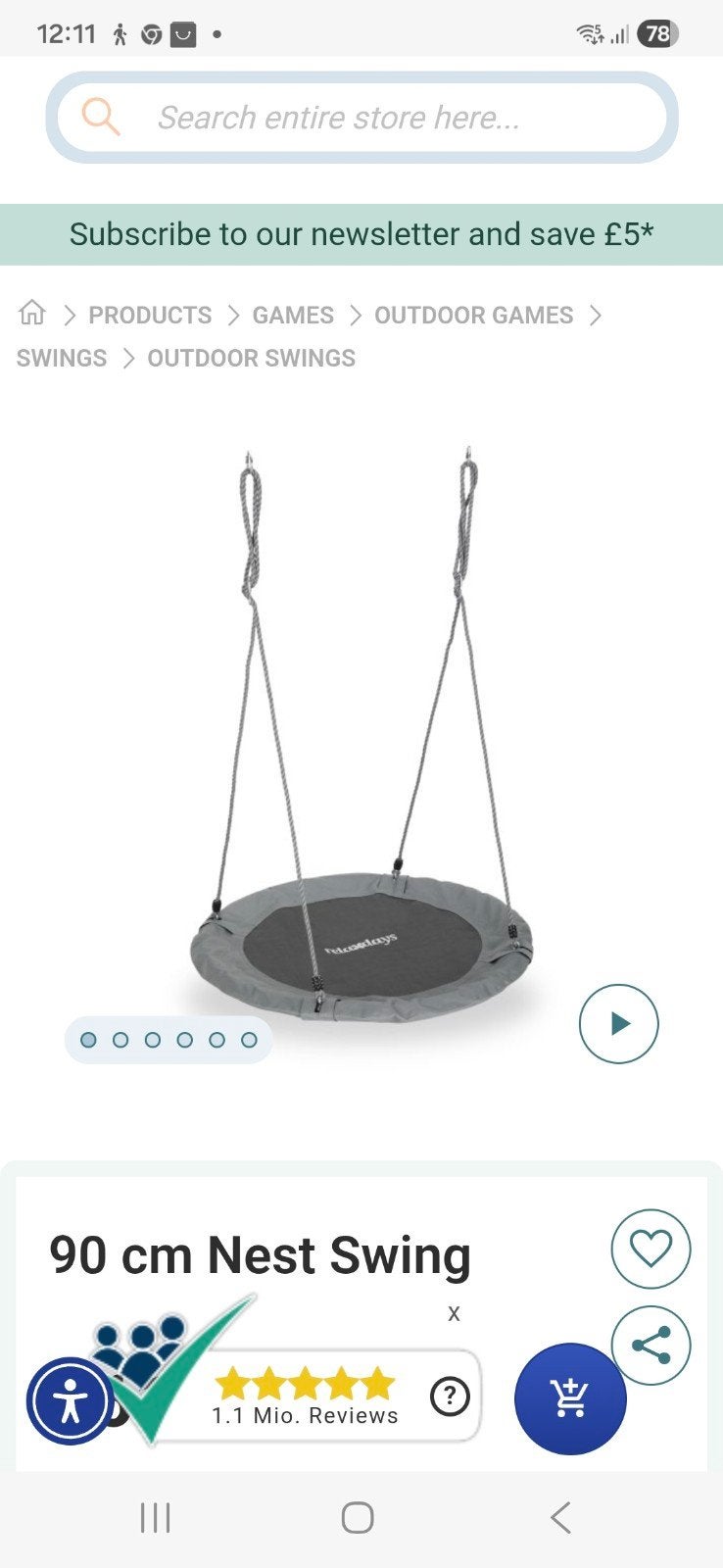 nestschommel 90 cm nieuw, Ophalen of Verzenden, Nieuw