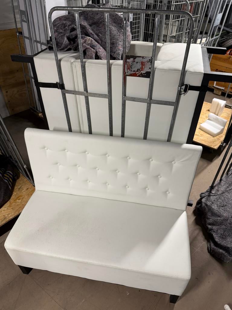 Witte bankjes - 3 beschikbaar, Ophalen, Overige materialen, Gebruikt, Wit