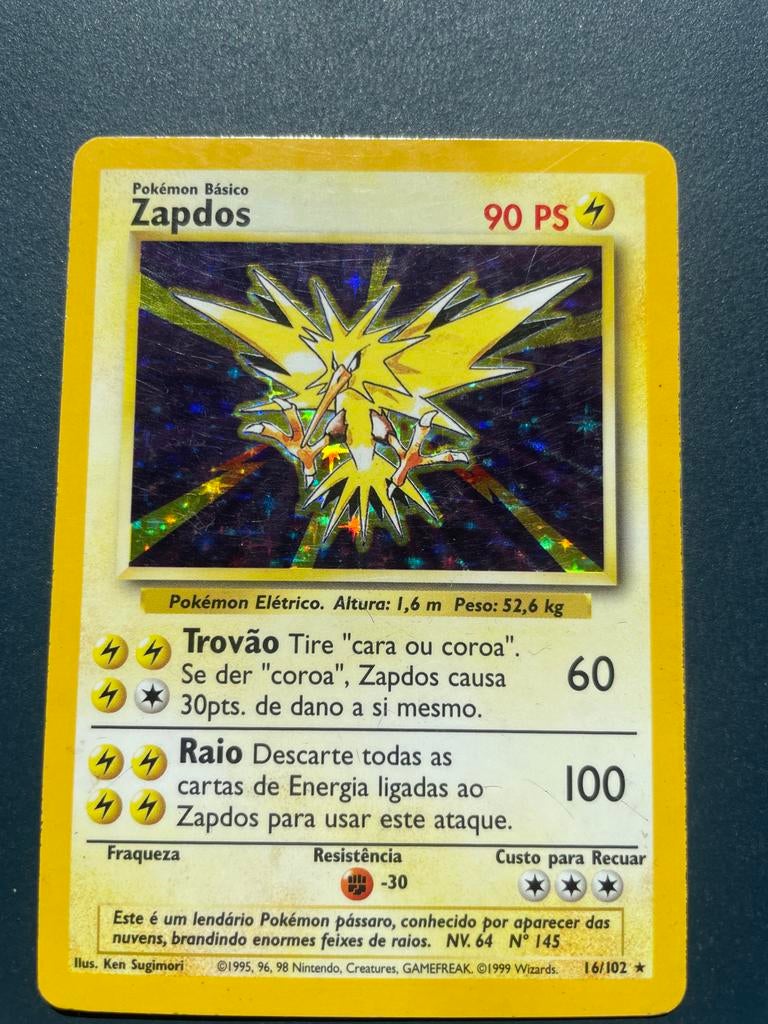 Pokémon Zapdos kaart, Ophalen of Verzenden, Gebruikt, Losse kaart, Foil