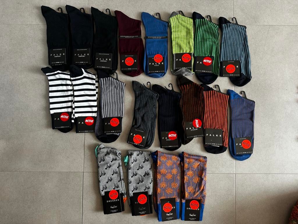NIEUW! Falke & Happy Socks herensokken 20 paar 47-50, Ophalen of Verzenden, Nieuw, Maat 43 t/m 46, Overige kleuren