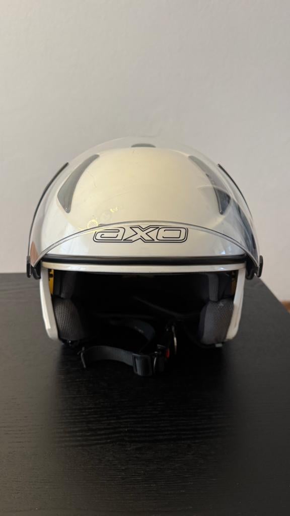 EXO scooter/motorhelm wit met vizier., Fietsen en Brommers, Fietsaccessoires | Fietshelmen, Ophalen of Verzenden, Gebruikt, S