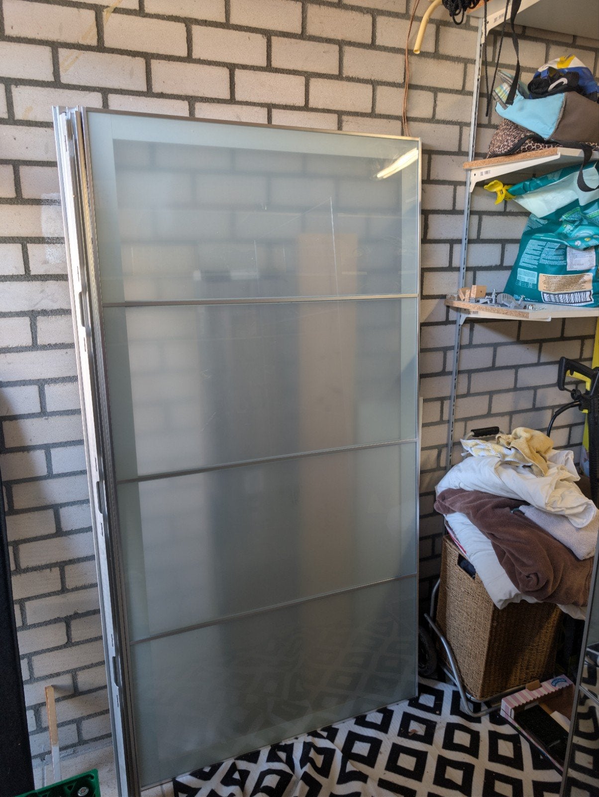 IKEA PAX Schuifdeuren (spiegel en melkglas), Ophalen, 100 tot 150 cm, 200 cm of meer, Zo goed als nieuw