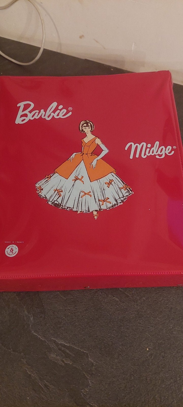 Vintage Barbie en Midge koffer met Barbiepop en accessoires, Ophalen of Verzenden, Gebruikt, Barbie