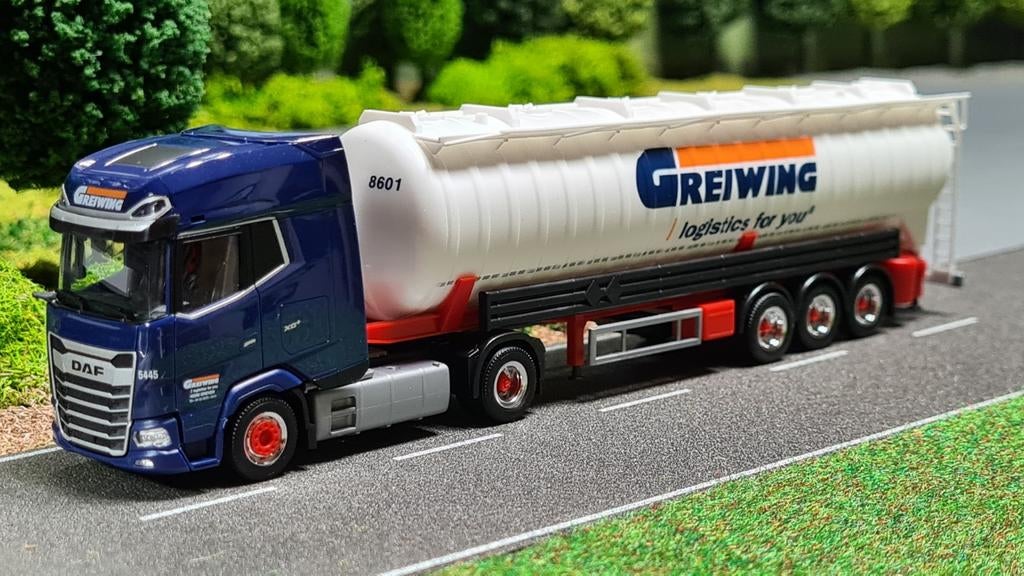 065 Herpa Greiwing Daf XG+ vacuüm bulkoplegger, Ophalen of Verzenden, Nieuw, Bus of Vrachtwagen, Herpa