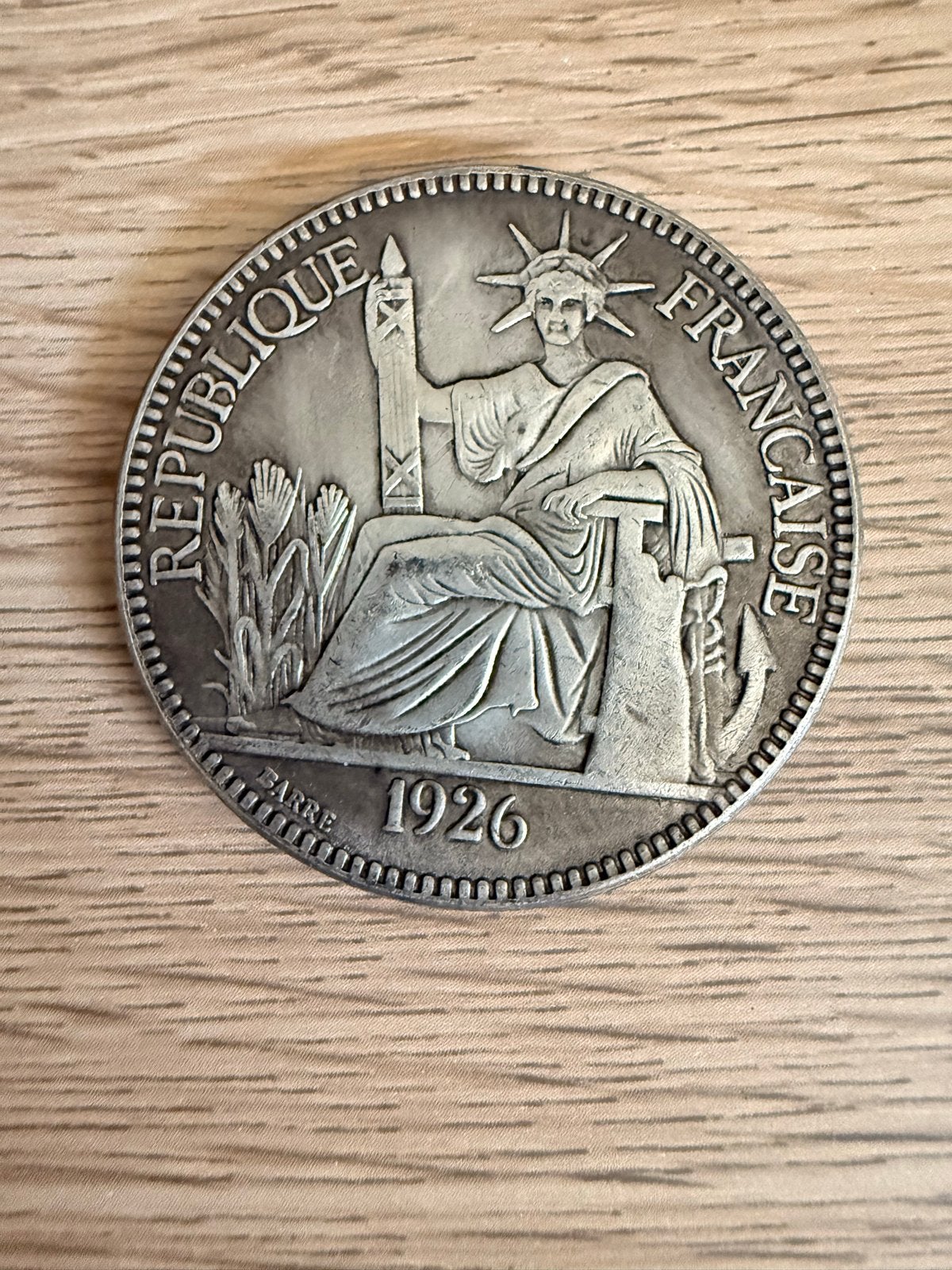 Zilveren Piastre de Commerce 1926 Frans Indochina, Verzenden, Zuidoost-Azië, Losse munt, Zilver