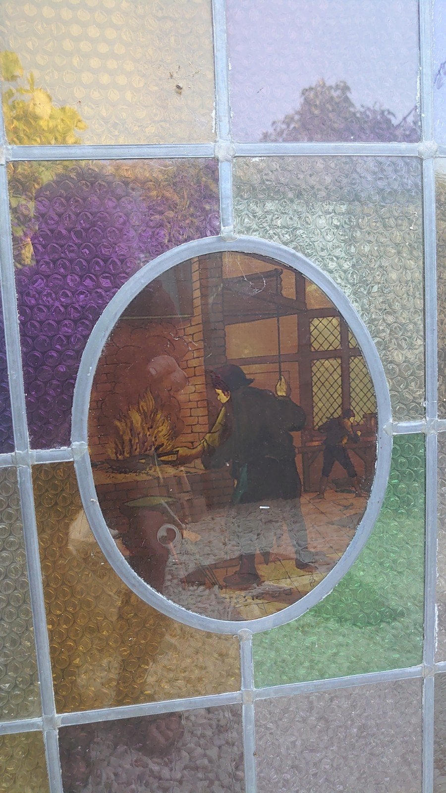 Uniek glas-in-lood raam met ambachtelijke afbeelding, Ophalen