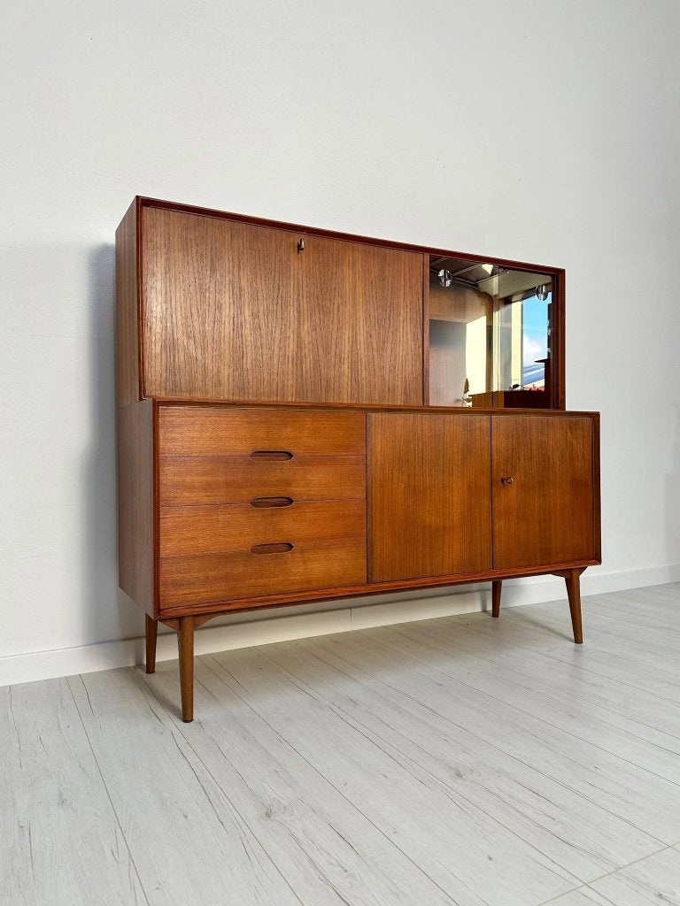 Rex Raab Wilhelm Renz teak dressoir highboard jaren 60, Huis en Inrichting, Ophalen of Verzenden, Zo goed als nieuw, 25 tot 50 cm