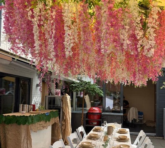 Unieke Feest decoratie roze/wit / Festival look, Ophalen, Zo goed als nieuw, Geboorte of Huwelijk