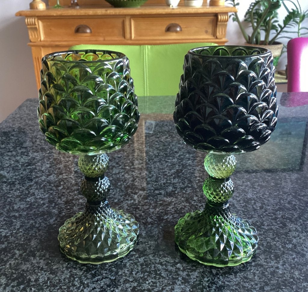 Kandelaar, glas, Daan Kromhout, denneappel, groen, Ophalen, Gebruikt, Overige merken, Glas