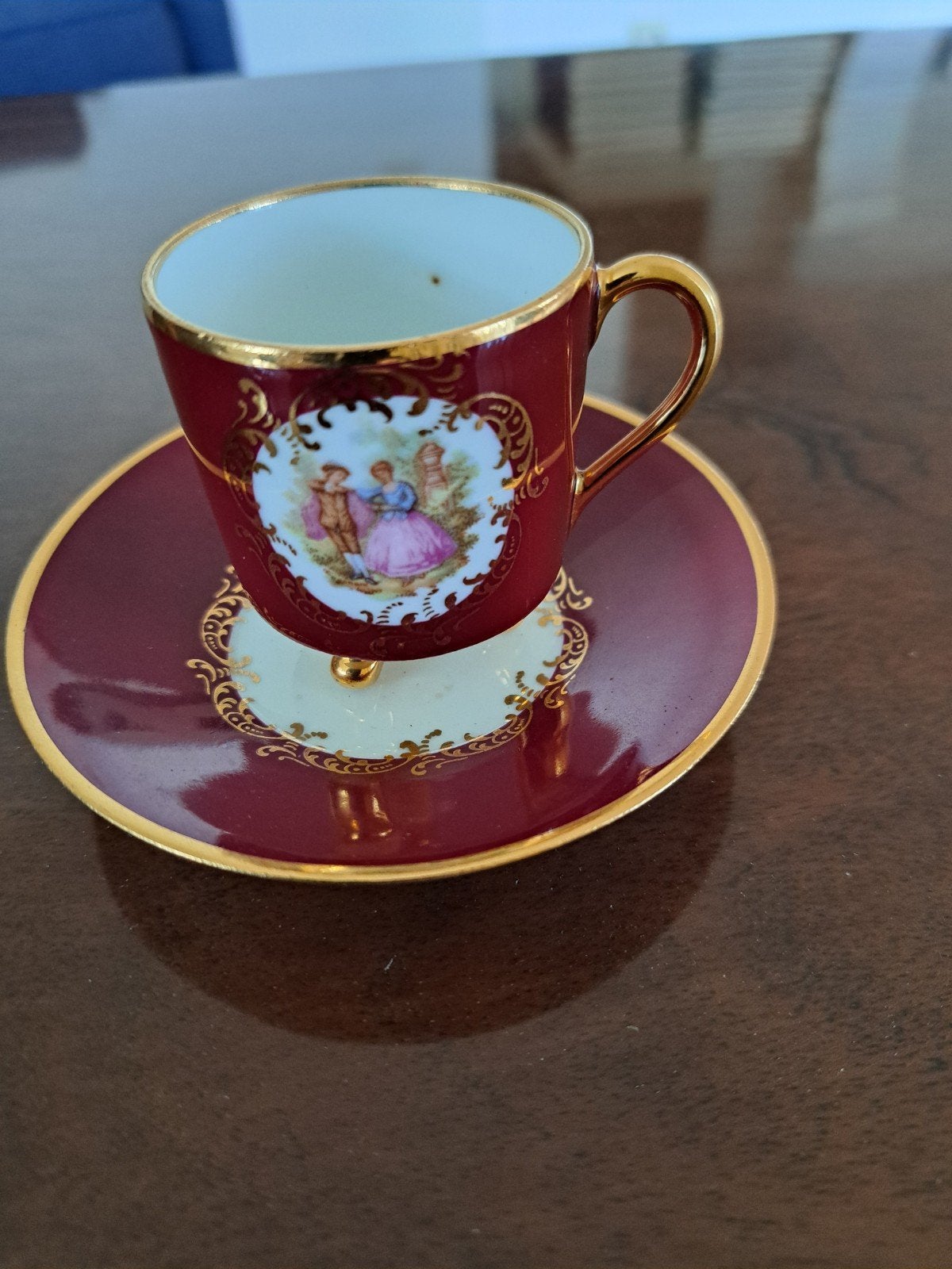 Antiek Turks Koffiekopje met Schotel - Handgeschilderd, Antiek en Kunst, Ophalen of Verzenden