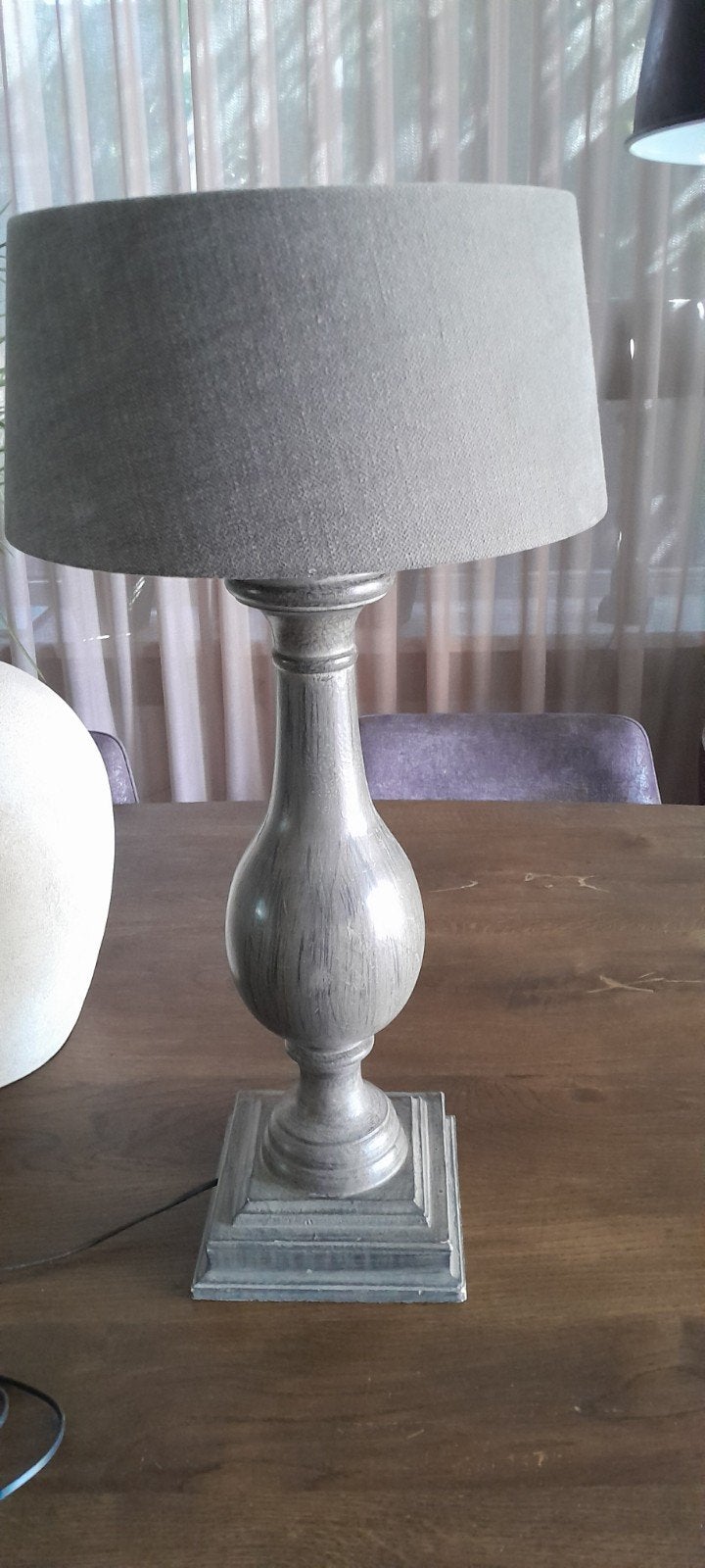Stijlvolle schemerlamp met stoffen kap, Overige merken, Met kap, Zo goed als nieuw, Grijs