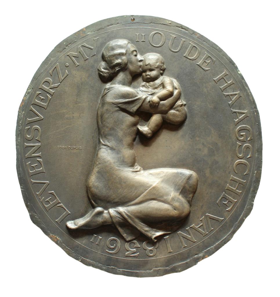 Toon Dupuis BRONS PLAQUETTE JUBILEUM DE OUDE HAAGSCHE, Ophalen of Verzenden, Brons, Nederland