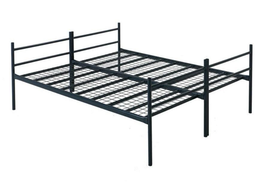 Zwart metalen bedframe 2x 70x200, Ophalen, Gebruikt, Zwart, 200 cm