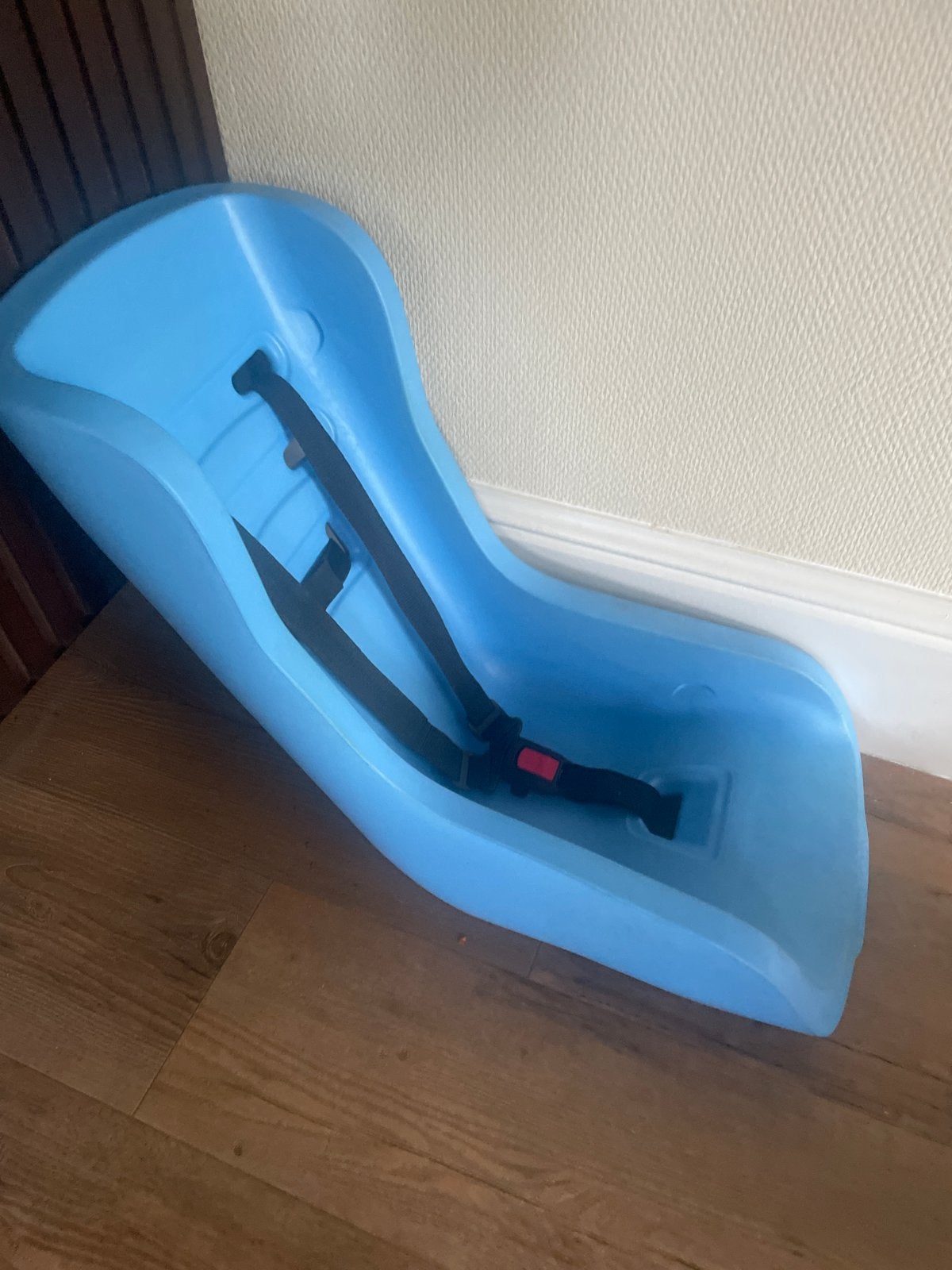 Blauwe kinderzitje voor bakfiets met gordel-Babboe, Overige merken, 0 t/m 18 kg, Ophalen of Verzenden, Gebruikt