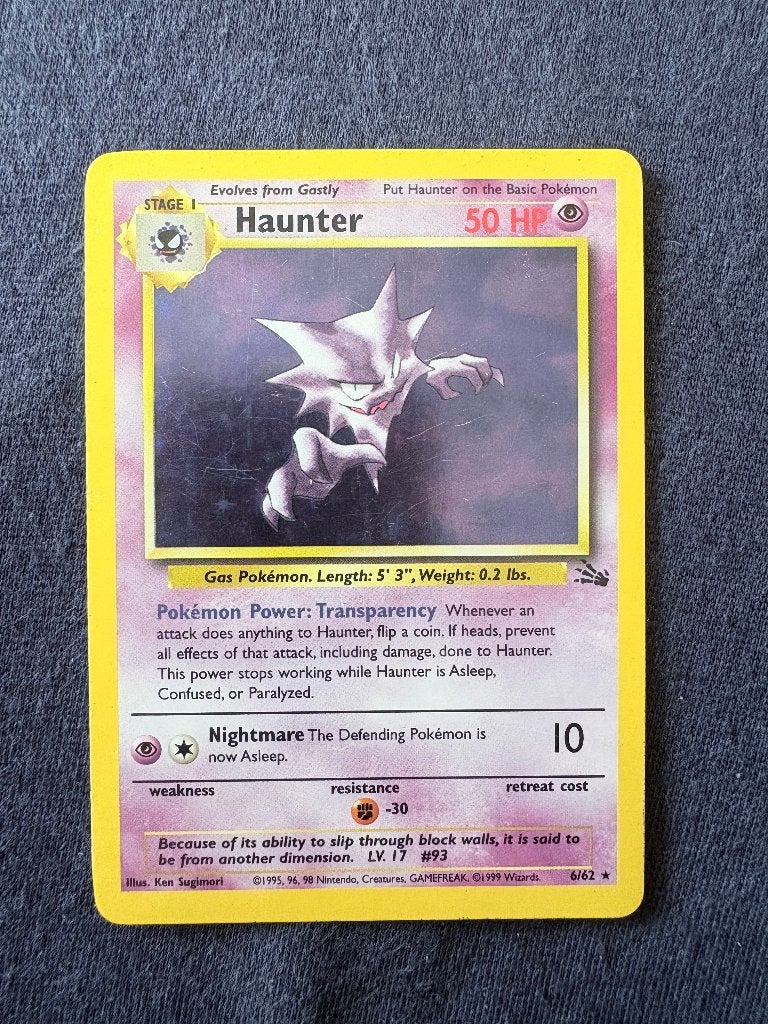 Haunter Holo - Fossil 6/62 - Excellent, Hobby en Vrije tijd, Verzamelkaartspellen | Pokémon, Ophalen of Verzenden, Nieuw