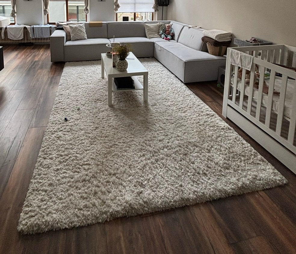 Hoogpolig vloerkleed VOLLERSLEV 200x300, Ophalen, Gebruikt, 200 cm of meer, Crème