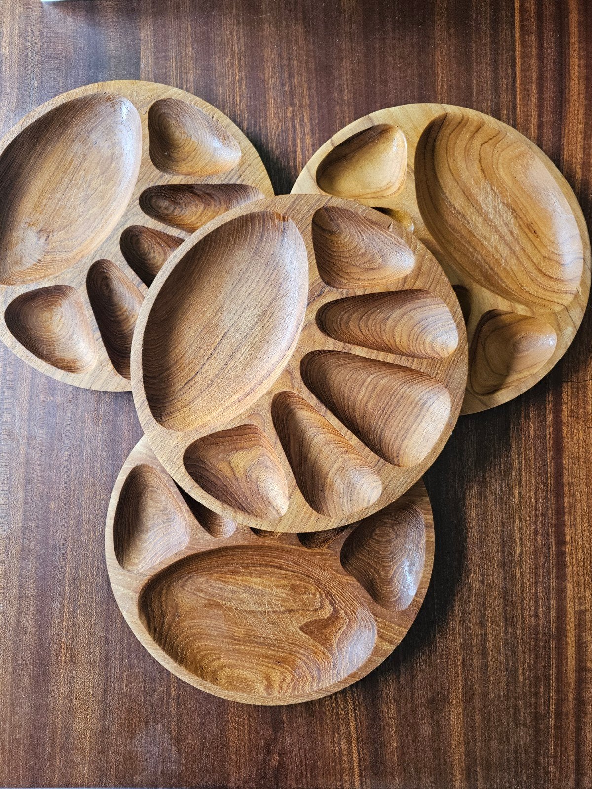Set van 4 Teakhouten Snack/Tapas Schalen, Verzamelen, Retro, Verzenden
